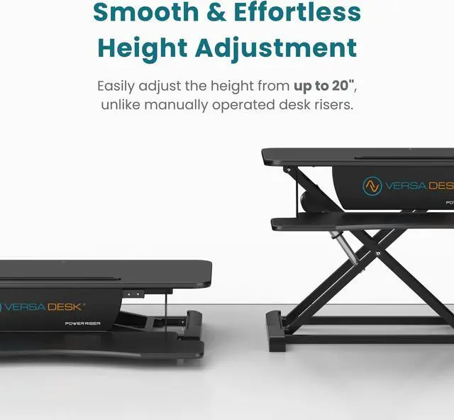 Alt view image 4 of 7 - VersaDesk® PowerRiser 32" x 24" Electric Height Adjustable Standing Desk Converter  Desk Riser for Dual Monitors and Laptop Workstations, Black