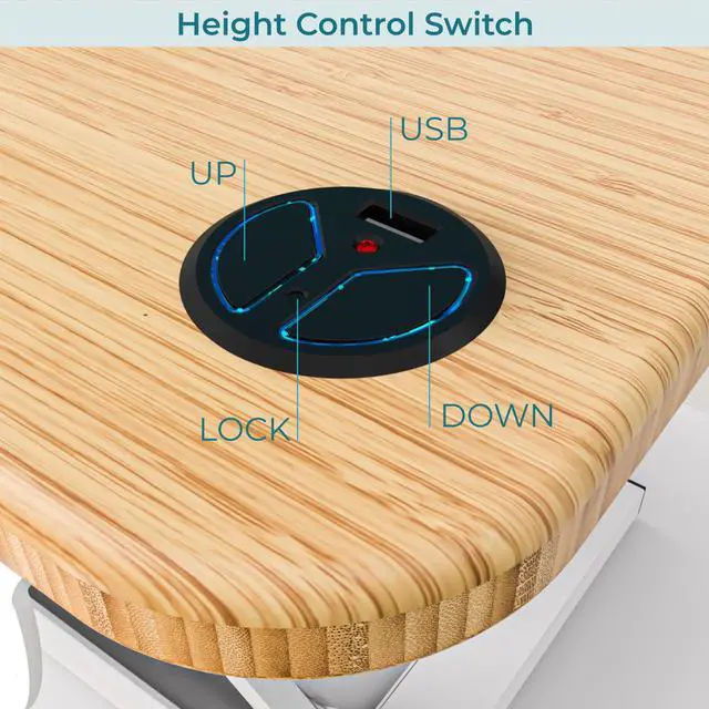 Alt view image 6 of 7 - VersaDesk® 36" x 24" PowerPro Electric Height Adjustable Standing Desk Converter for Dual Monitors & Laptop Workstations with USB Charging Port Bamboo/White