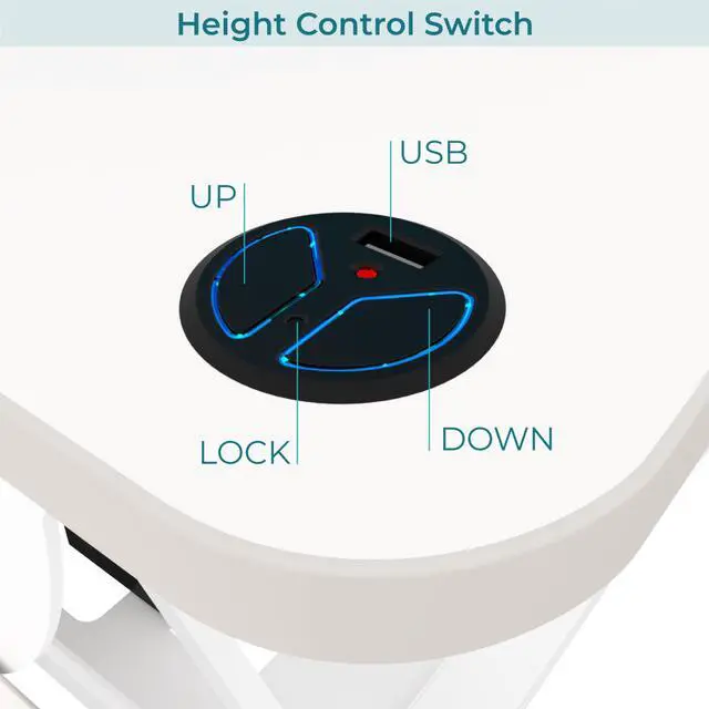 Alt view image 5 of 6 - VersaDesk® PowerPro 48"x24" Extra Wide Electric Height Adjustable Standing Desk Converter for Multi-Monitor & Laptop Setups with USB Charging Port White