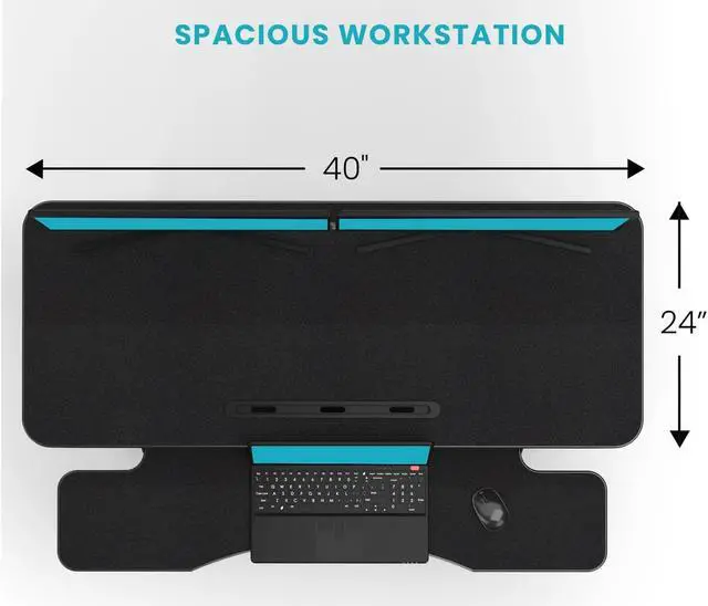 Alt view image 4 of 5 - VersaDesk® PowerRiser 40" x 24" Electric Height Adjustable Standing Desk Converter  Desk Riser for Dual Monitor and Laptop Workstations, Black