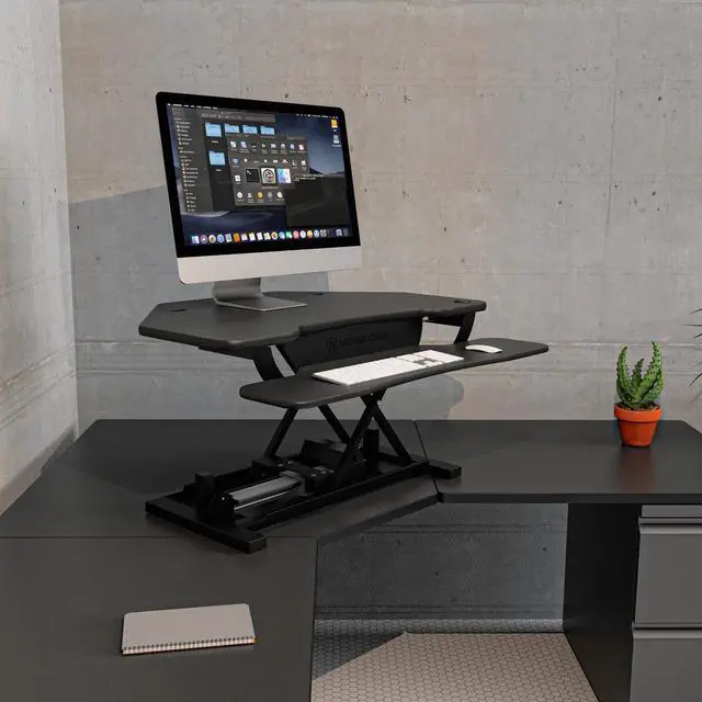 Alt view image 2 of 5 - VersaDesk® PowerPro® 36" x 31" Corner Electric Standing Desk Converter with USB Charging Port  Black
