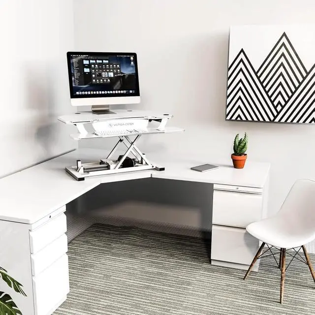 Alt view image 2 of 5 - VersaDesk® PowerPro® 36" x 31" Corner Electric  Standing Desk Converter with USB Charging Port  White