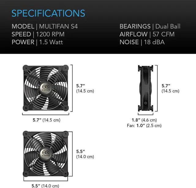 Alt view image 6 of 17 - AC Infinity MULTIFAN S4, Quiet 140mm USB Fan for Receiver DVR Playstation Xbox Computer Cabinet Cooling