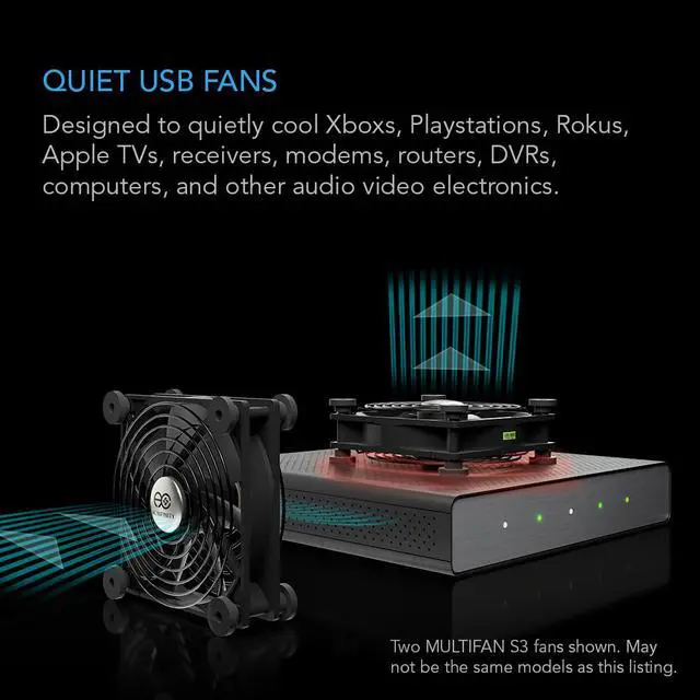 Alt view image 3 of 20 - AC Infinity MULTIFAN S3, Quiet 120mm USB Fan for Receiver DVR Playstation Xbox Computer Cabinet Cooling