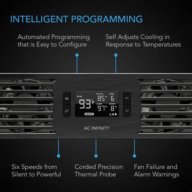 Alt view image 3 of 9 - AC Infinity CLOUDPLATE T7, Rack Mount Fan Panel 2U, Exhaust Airflow, for cooling AV, Home Theater, Network 19” Racks