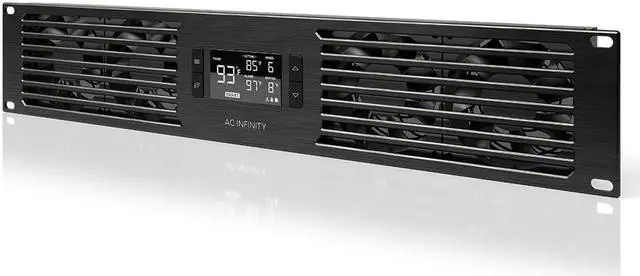 Main image of AC Infinity CLOUDPLATE T7, Rack Mount Fan Panel 2U, Exhaust Airflow, for cooling AV, Home Theater, Network 19” Racks