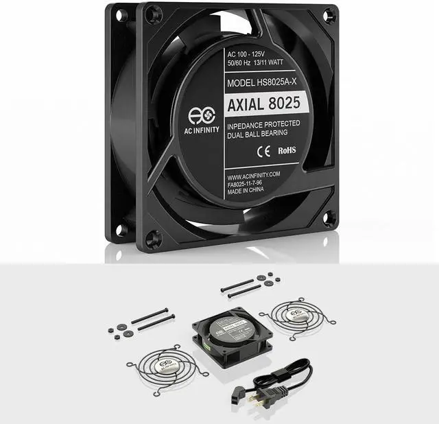 Alt view image 2 of 7 - AC Infinity AXIAL 8025, Muffin Axial Cooling Fan, 115V AC 80mm by 80mm by 25mm High Speed