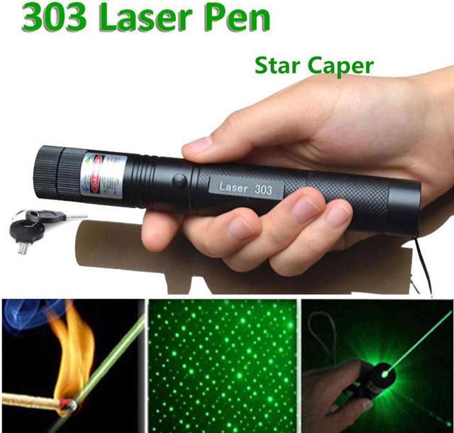 LED 303 Laser Pointers Green Beam Laser Pointer Star Pattern Filter pen  Adjustable Focal Length Safe Key Laser+4200mah 18650 Battery+Charger 
