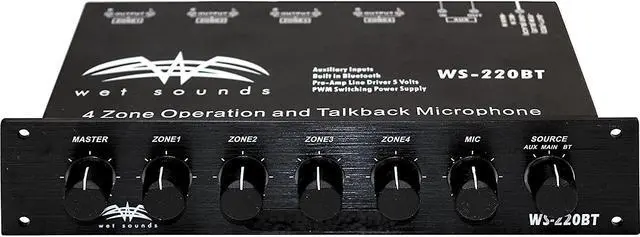 Alt view image 6 of 9 - Wet Sounds WS-220 BT Bluetooth Enabled 4 Zone Control and built in Mic