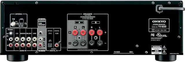 Alt view image 4 of 18 - Onkyo TX-8220 Analog Home Audio/Video Stereo Receiver (Black)