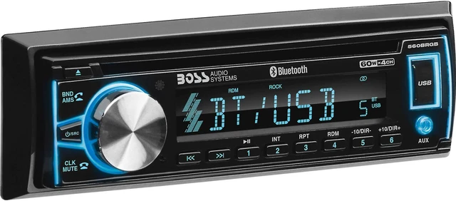 Alt view image 9 of 17 - Boss 560BRGB Single-DIN, CD/MP3 Player Detach Panel Bluetooth