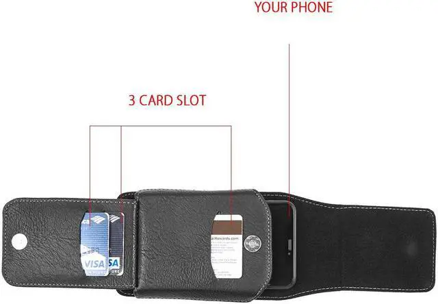 Alt view image 3 of 7 - Xtra Series Premium Vertical Leather Pouch Case (6.5 inch & Above Screen Size) - Black