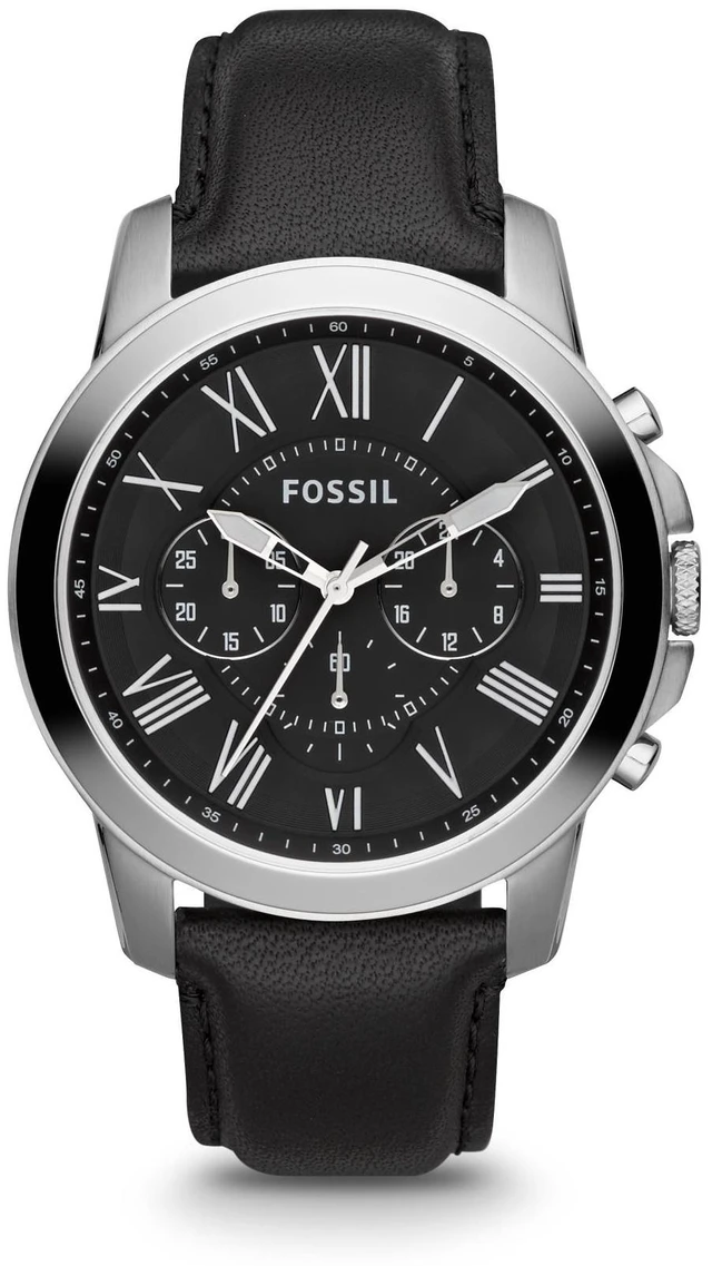 Alt view image 8 of 18 - Fossil Grant Black Dial Black Leather Mens Watch FS4812