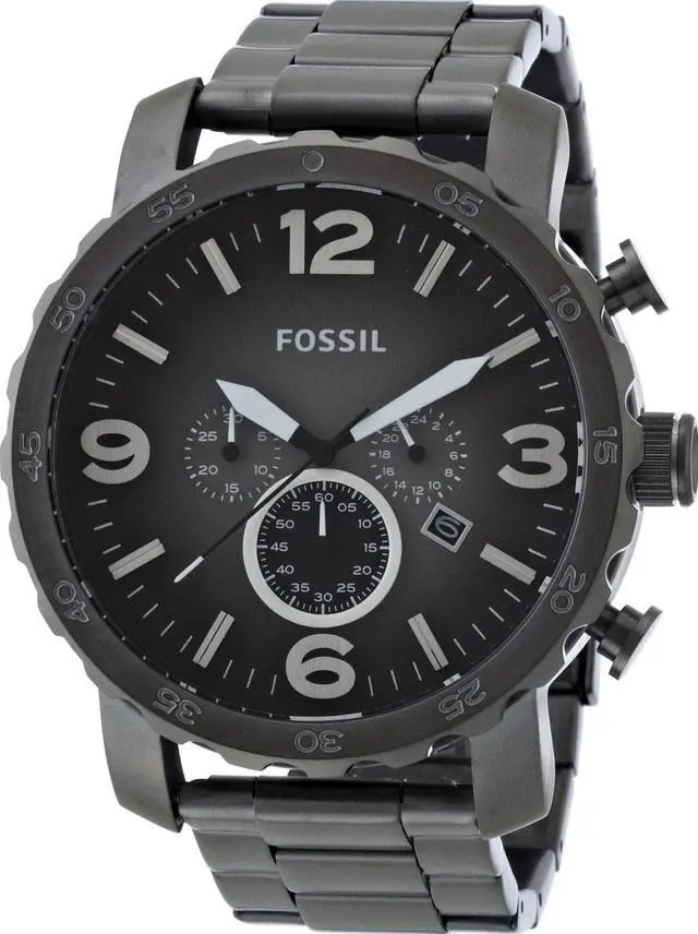 Alt view image 5 of 11 - Fossil Nate Chronograph Smoke Grey Dial Ion-plated Mens Watch JR1437