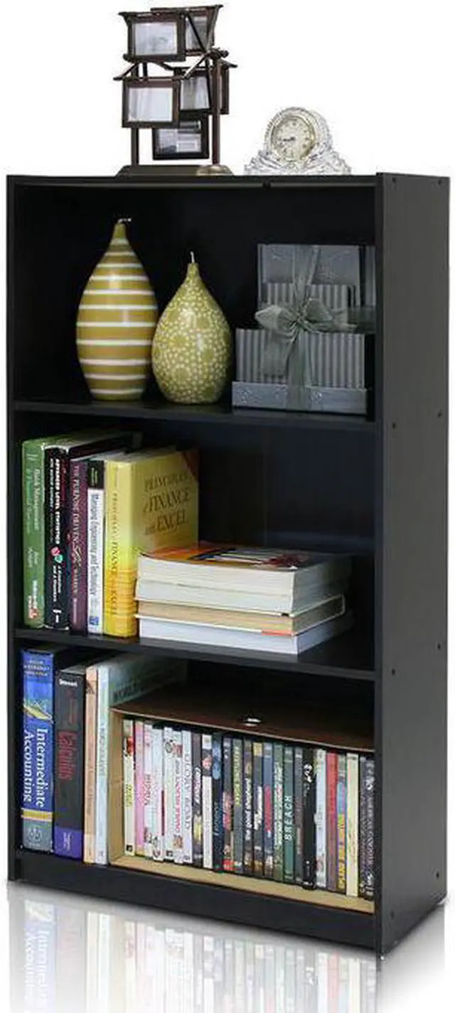 Alt view image 4 of 12 - Furinno Espresso 99736EX Basic 3-Tier Bookcase Storage Shelves