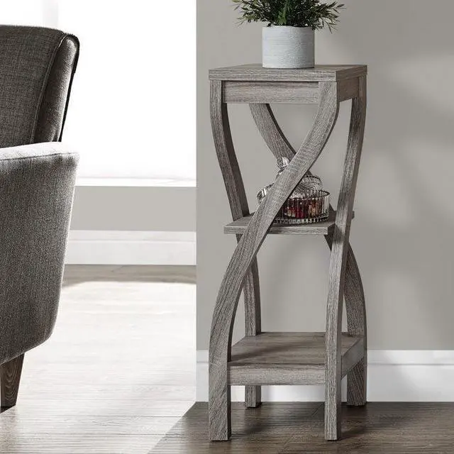 Alt view image 4 of 13 - Monarch Specialties Dark Taupe Reclaimed-Look Plant Stand I 2480