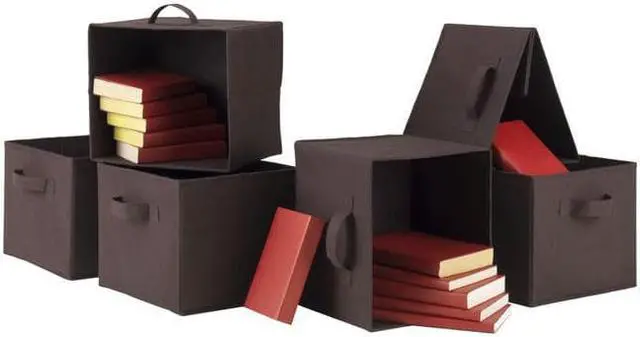 Alt view image 10 of 15 - Capri Set of 6 Foldable Chocolate Fabric Baskets