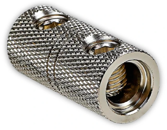 Alt view image 3 of 7 - Audiopipe IS424 Pipemans Installation Solution 4 Gauge Coupler - Nickle Plated Finish With Set Screw