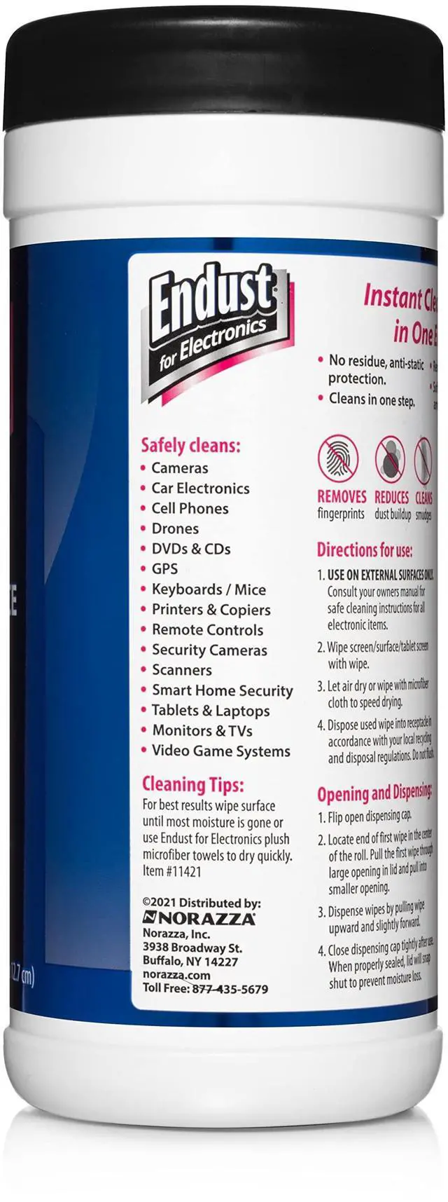 Alt view image 2 of 4 - Endust Antistatic Premoistened Wipes for Electronics, Cloth, 6 x 6, Unscented, 70/Tub