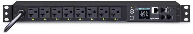 Alt view image 2 of 7 - CYBERPOWER SYSTEMS (USA), INC. PDU41002 120V 8 OUTLET NEMA 12FT CORD 1U 3YR WTY