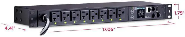 Alt view image 6 of 7 - CYBERPOWER SYSTEMS (USA), INC. PDU41002 120V 8 OUTLET NEMA 12FT CORD 1U 3YR WTY