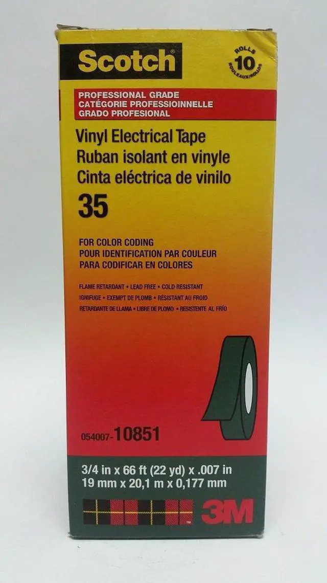 Alt view image 12 of 12 - 3M 10851 Scotch #35 Electrical Tape, 3/4-Inch by 66-Foot by 0.007-Inch, Green - OEM