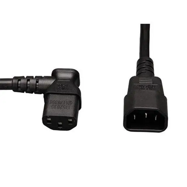Alt view image 2 of 4 - Tripp Lite Standard Computer Power Extension Cord 10A, 18AWG (IEC-320-C14 to Left Angle IEC-320-C13) 2-ft.(P004-002-13LA)