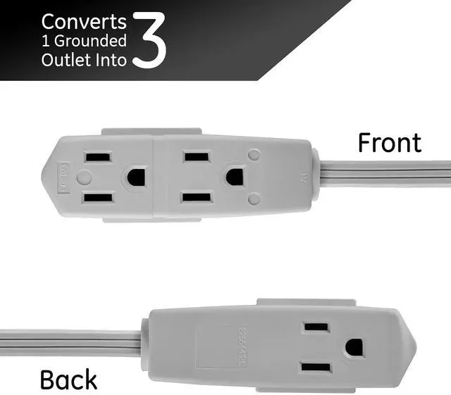 Alt view image 12 of 16 - Three Outlet Power Strip 8 ft Cord Gray 5055243027