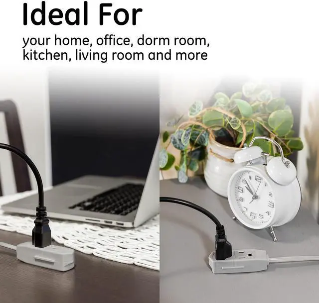 Alt view image 16 of 16 - Three Outlet Power Strip 8 ft Cord Gray 5055243027