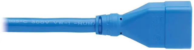 Alt view image 13 of 15 - Eaton Tripp Lite Series Power Extension Cord, C20 to C19 - Heavy-Duty, 20A, 250V, 12 AWG, 6 ft. (1.8 m), Blue - For Server Chassis, Server, Router, Network Device, UPS, PDU, Network Switch - 12 Gauge