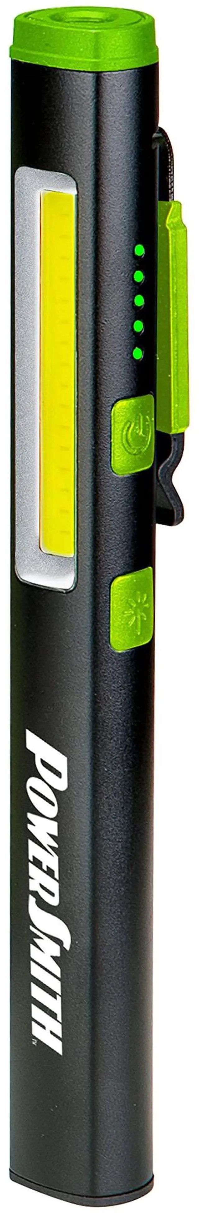 Main image of PowerSmith PILP450UVL 450/140 Lumen Rechargeable LED Inspection Pen Light with Flood, Spot, 365 nm UV Light and Red Laser Pointer. Aluminum Alloy Body with a Swivelling Magnetic Pocket Clip