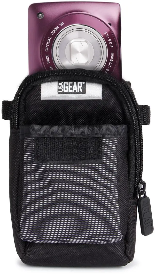 Alt view image 4 of 7 - USA Gear Point Shoot Camera Case Compatible with Nikon Coolpix, Canon Powershot Elph 180, Canon G7 X Mark iii, and more - Small Digital Camera Case with Shoulder Strap, Belt Loop, Pocket for SD Card