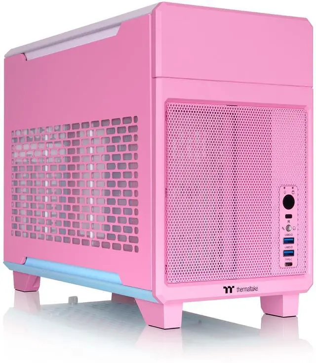 Alt view image 15 of 20 - Thermaltake TR100 SFF Chassis; mITX Support; 18.9 Liters; PCIe 4.0 Riser Cable Included; 360mm GPU Clearance; 280mm Radiator Support; Removable PCIe Bracket; Bubble Pink; CA-11A-00SANN-00