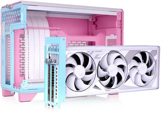 Alt view image 17 of 20 - Thermaltake TR100 SFF Chassis; mITX Support; 18.9 Liters; PCIe 4.0 Riser Cable Included; 360mm GPU Clearance; 280mm Radiator Support; Removable PCIe Bracket; Bubble Pink; CA-11A-00SANN-00
