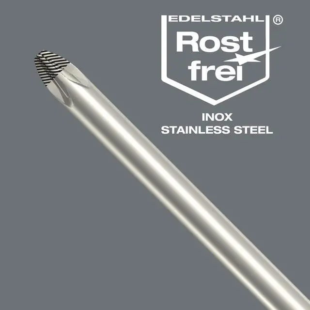 Alt view image 7 of 7 - Wera 05032005001 Kraftform Stainless 3334 Stainless Steel Slotted Screwdriver, Lasertip, 6.5mm Head, 6" Blade Length, Black