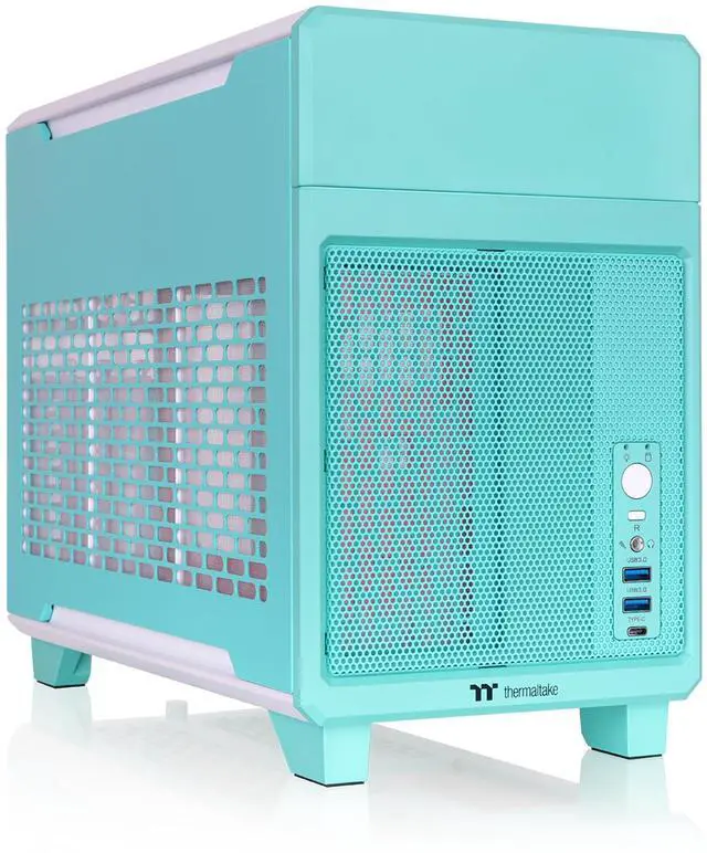 Alt view image 7 of 12 - Thermaltake TR100 SFF Chassis; mITX Support; 18.9 Liters; PCIe 4.0 Riser Cable Included; 360mm GPU Clearance; 280mm Radiator Support; Removable PCIe Bracket; Mint Strawberry; CA-11A-00SLNN-00