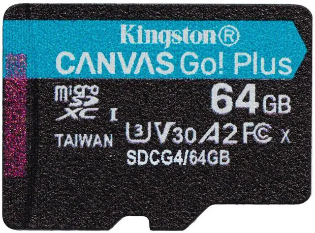 Main image of Kingston Canvas Go Plus microSDXC Memory Card Gen4 200MB/s A2 U3 V30 64GB Single Package Without ADP-SDCG4/64GBSP