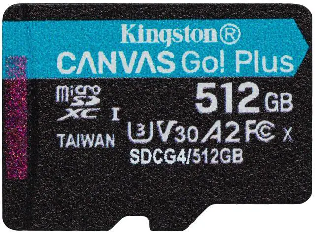 Main image of Kingston Canvas Go Plus microSDXC Memory Card Gen4 200MB/s A2 U3 V30 512GB Single Package Without ADP-SDCG4/512GBSP
