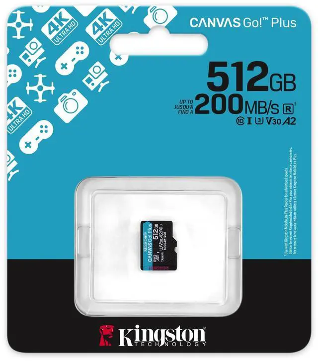 Alt view image 3 of 5 - Kingston Canvas Go Plus microSDXC Memory Card Gen4 200MB/s A2 U3 V30 512GB Single Package Without ADP-SDCG4/512GBSP