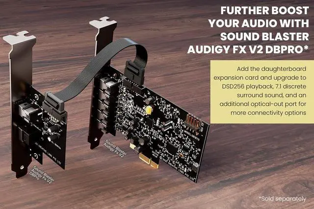 Alt view image 6 of 6 - Creative Sound Blaster Audigy Fx V2 Upgradable Hi-res PCI-e Sound Card with 5.1 Discrete and Virtual Surround, Scout Mode, SmartComms Kit for PC