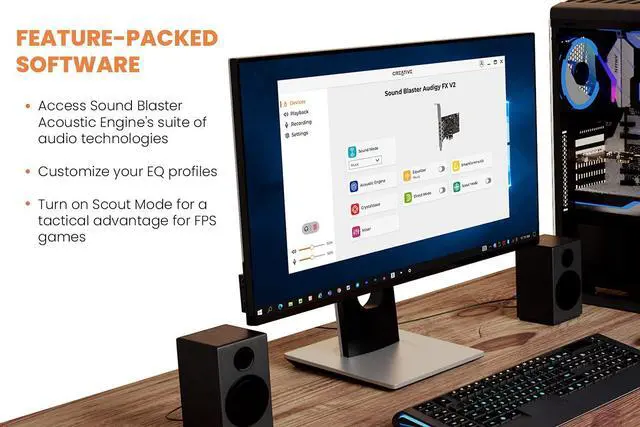 Alt view image 5 of 6 - Creative Sound Blaster Audigy Fx V2 Upgradable Hi-res PCI-e Sound Card with 5.1 Discrete and Virtual Surround, Scout Mode, SmartComms Kit for PC