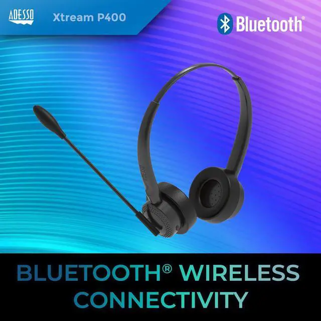 Alt view image 18 of 20 - Adesso Xtream P400 Wireless Multimedia Headset with Charging Dock - Stereo - Mini-phone (3.5mm) - Wireless - Bluetooth - 32 Ohm - 20 Hz to 20 kHz - Over-the-head - Binaural - Supra-aural