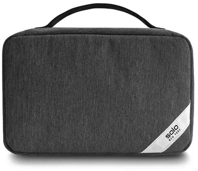 Alt view image 7 of 7 - Solo New York RFID Tech Case - Electronics Organizer, Tech Accessories Pouch for Travel, Small Gadget Bag for Cords, RFID Data Protection for ID & Passport, Sturdy Carrying Handle - Bridge, Gray