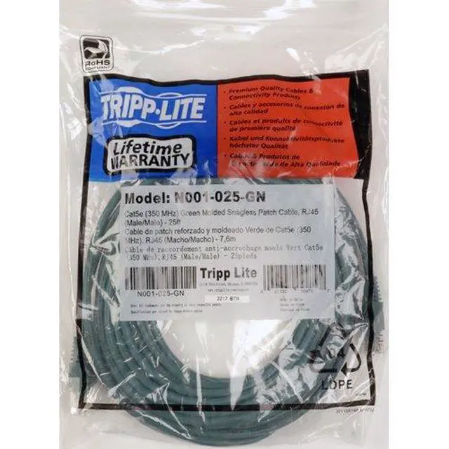 Alt view image 2 of 2 - Tripp Lite Cat5e 350MHz Snagless Molded Patch Cable (RJ45 M/M) - Green, 7-ft.(N001-007-GN)