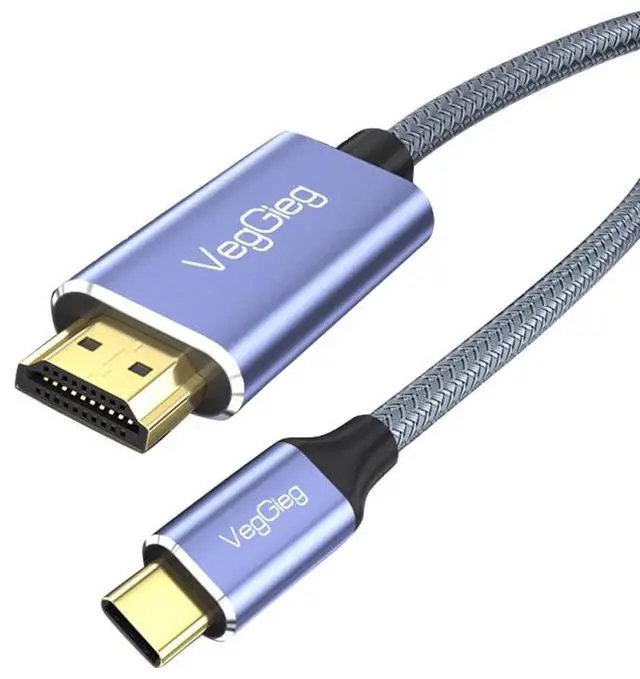 Main image of VegGieg - V-Z625-6.6FT/2M USB C to HDMI Cable 4K - Anti-Interference Gold-Plated Plugs - Thunderbolt 3 & 4 Compatible for iPhone 15 Series/MacBook/iPad Pro/Surface/Dell/HP (V-Z625)