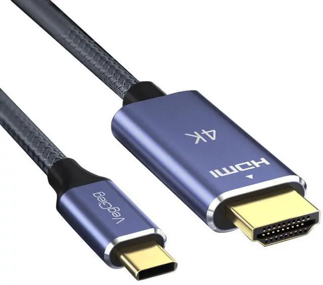 Alt view image 3 of 5 - VegGieg - V-Z625-6.6FT/2M USB C to HDMI Cable 4K - Anti-Interference Gold-Plated Plugs - Thunderbolt 3 & 4 Compatible for iPhone 15 Series/MacBook/iPad Pro/Surface/Dell/HP (V-Z625)