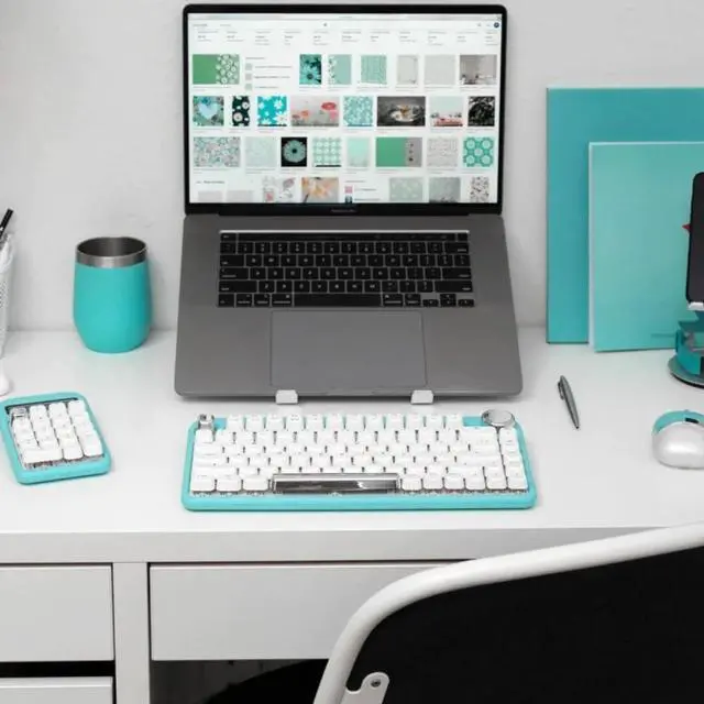 Alt view image 15 of 15 - Azio IK409 IZO Wireless BT5/USB PC & Mac Mechanical Keyboard, Pre-Lubed Red Switches, Mint Daisy