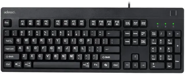 Alt view image 19 of 20 - Adesso EasyTouch AKB-630FB Keyboard - Cable Connectivity - USB Interface - 104 Key(s) - Home, Email, Previous Page, Internet Page Forward, Search, Volume Down, Volume Up, Play/Pause, Stop, Previous Tr