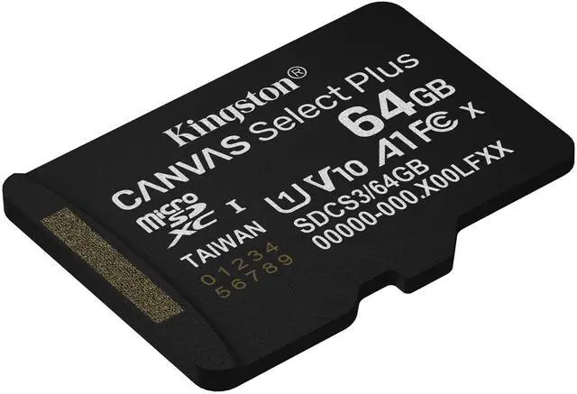 Alt view image 2 of 6 - Kingston Canvas Select Plus Micro SD Memory Card 64GB MicSDXC Gen3 100R A1 SD Adapter Not Included - SDCS3/64GBSP