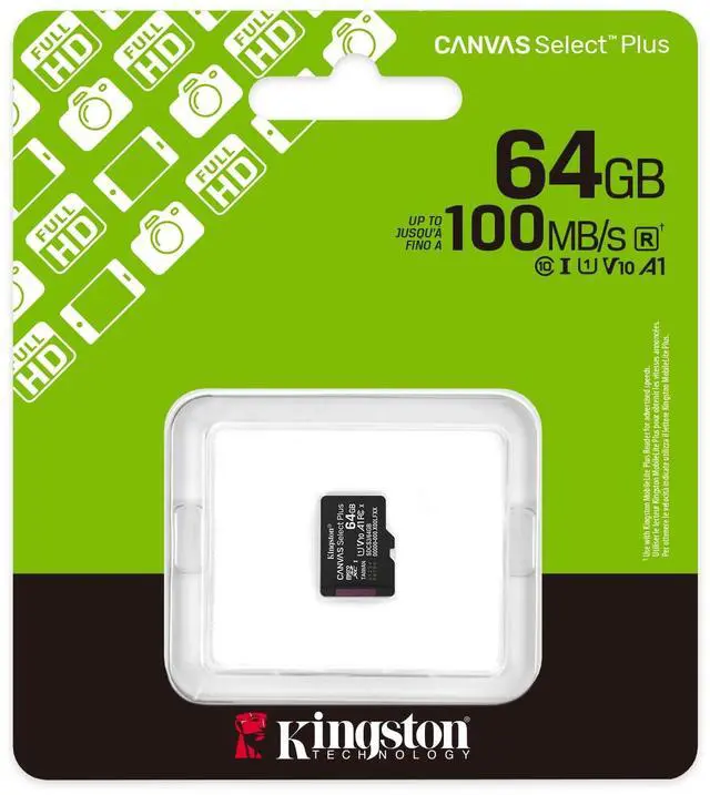 Alt view image 3 of 6 - Kingston Canvas Select Plus Micro SD Memory Card 64GB MicSDXC Gen3 100R A1 SD Adapter Not Included - SDCS3/64GBSP